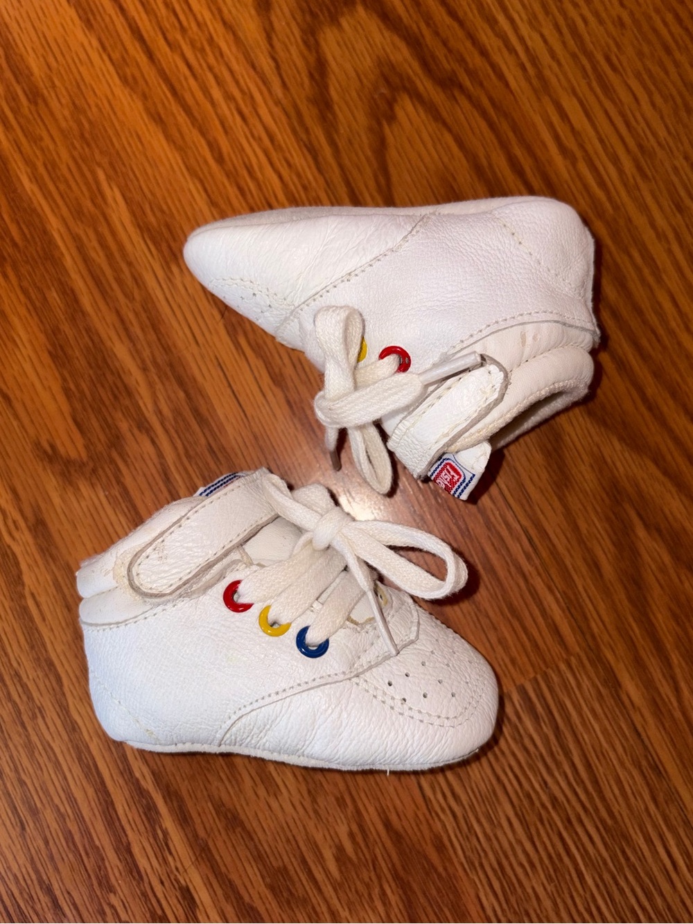 Vintage Fisher-Price White Baby Lace-Up Soft Sole Shoes